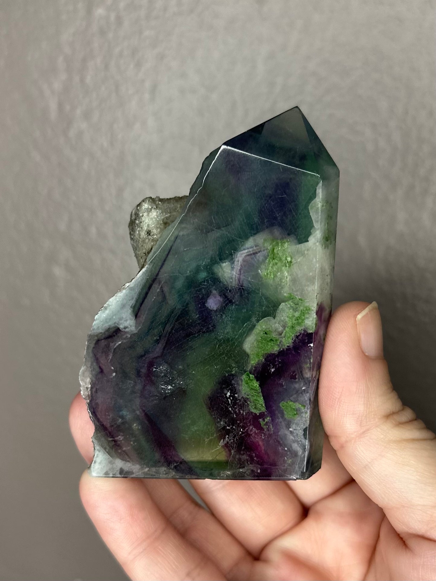 Rainbow Fluorite Slab Tower 20 ( raw on one side )
