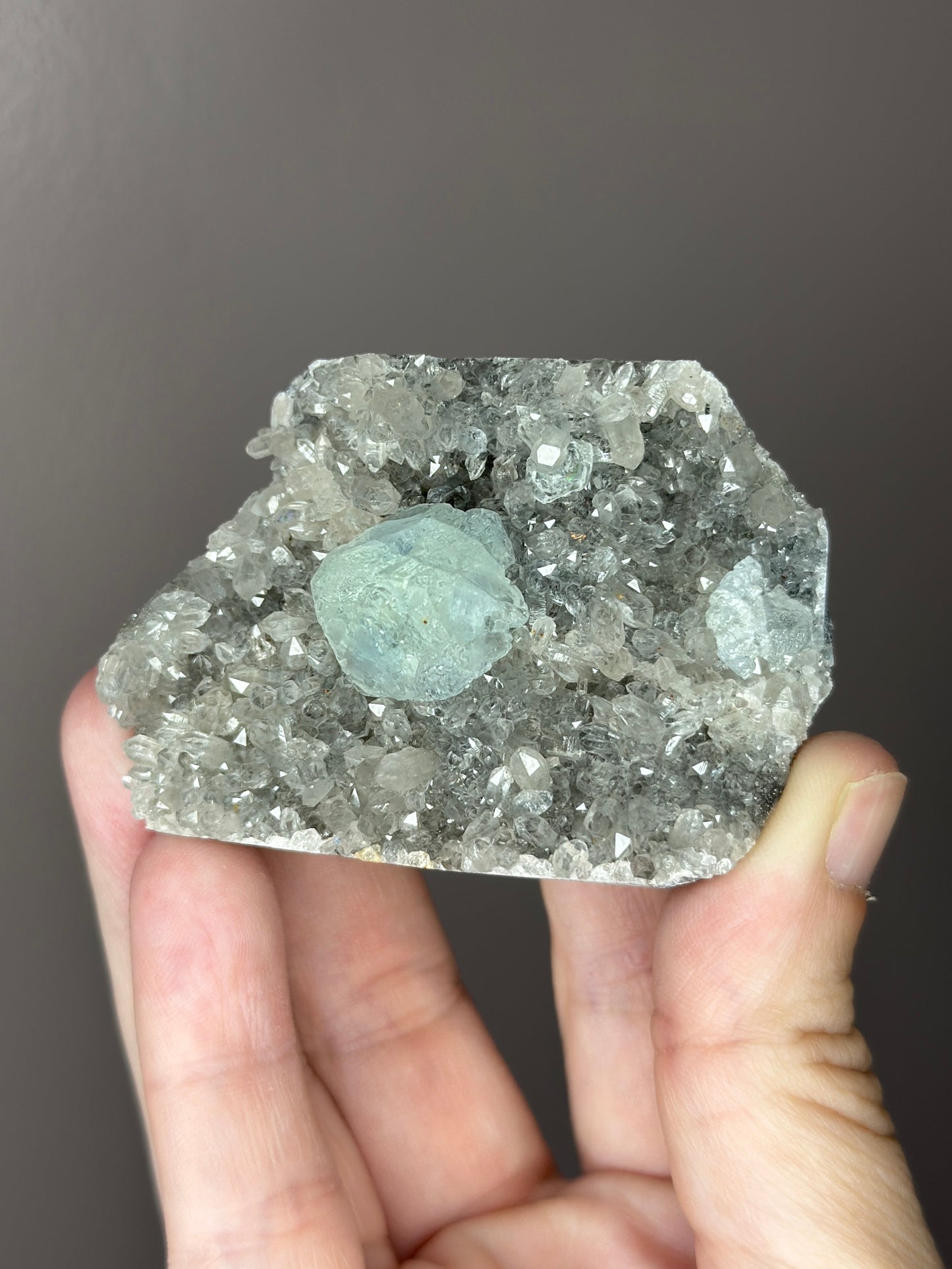 Blue Fujian Fluorite on Quartz ( A )