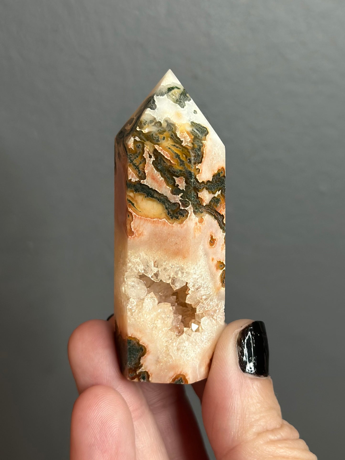 Druzy Moss Agate Tower ( Dyed )