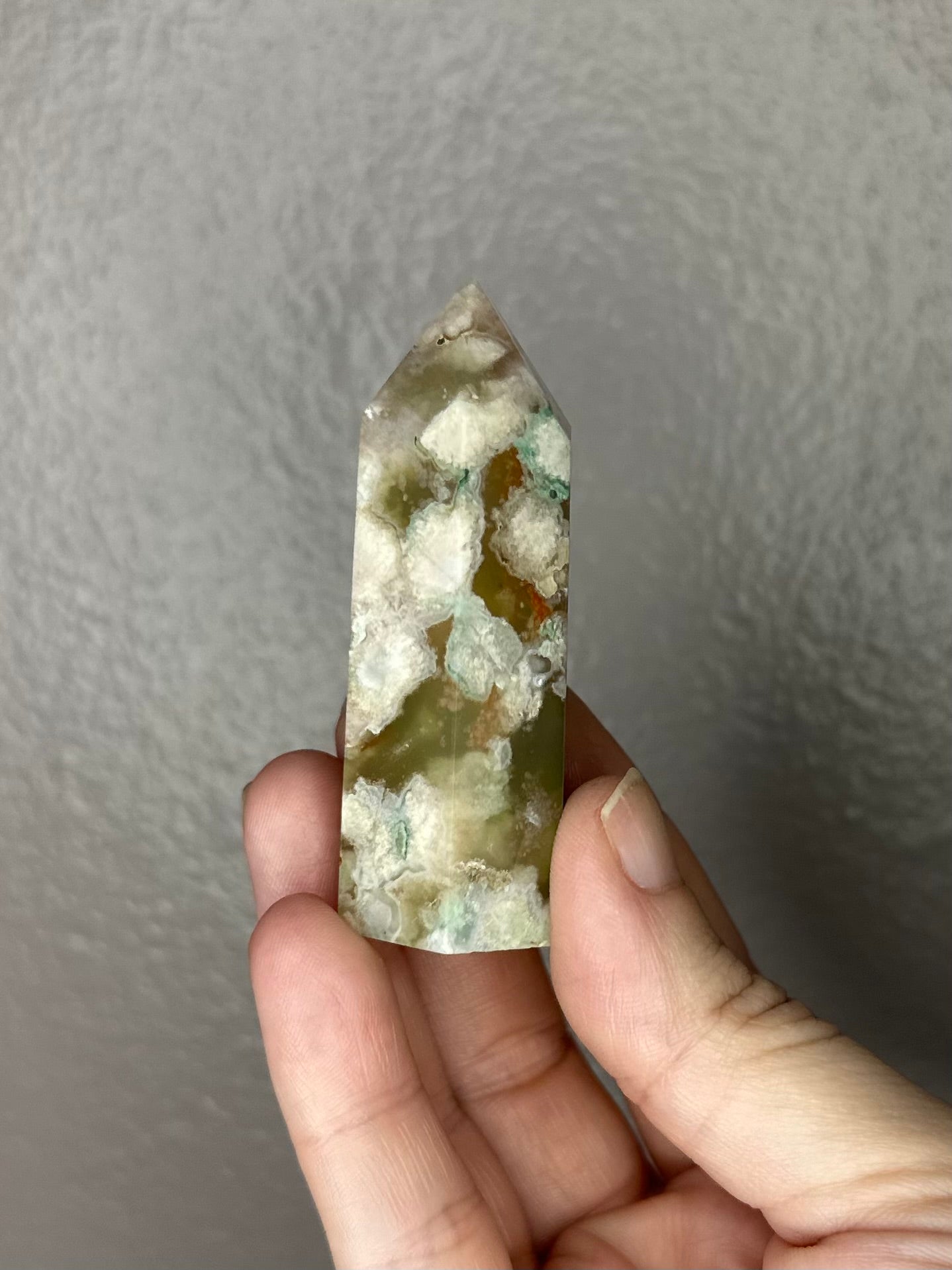 Green Flower Agate with Carnelian Tower 10C