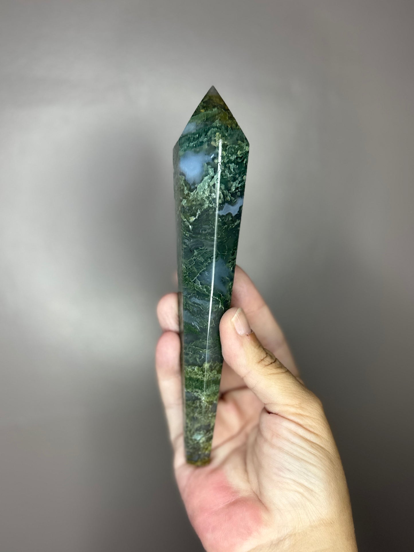 Moss Agate Crystal Wand ( C )