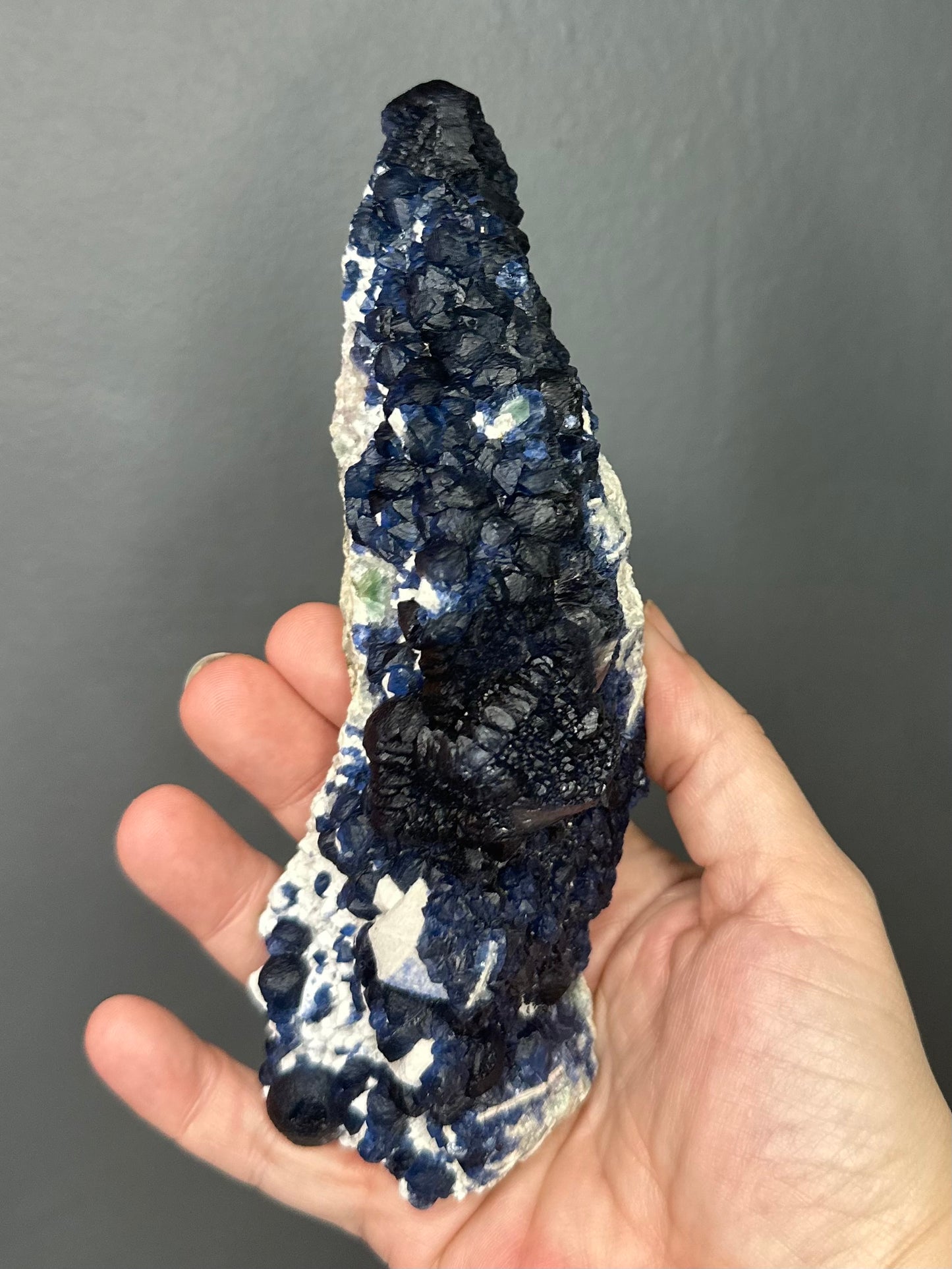 Blueberry Fluorite on Quartz Matrix