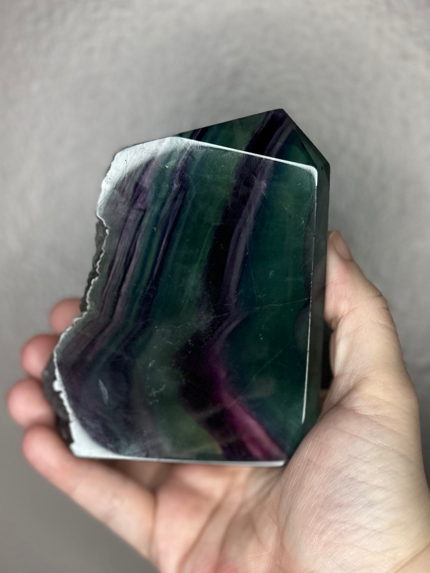 Rainbow Fluorite Slab Tower 45 ( Raw on the side