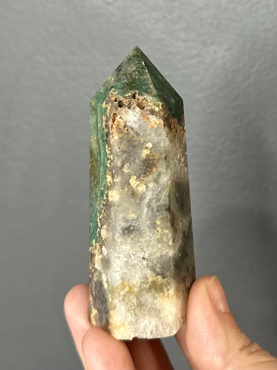 Ocean Jasper in Quartz Crystal Tower