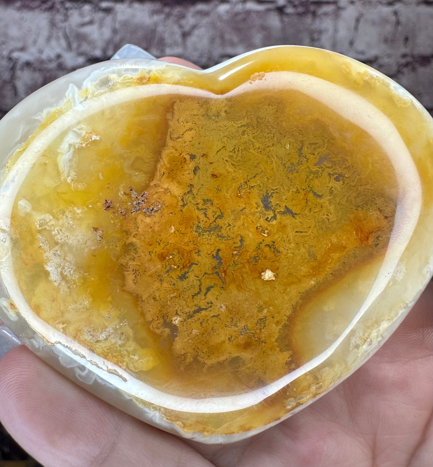 Flower Agate Crystal Heart Carving 24