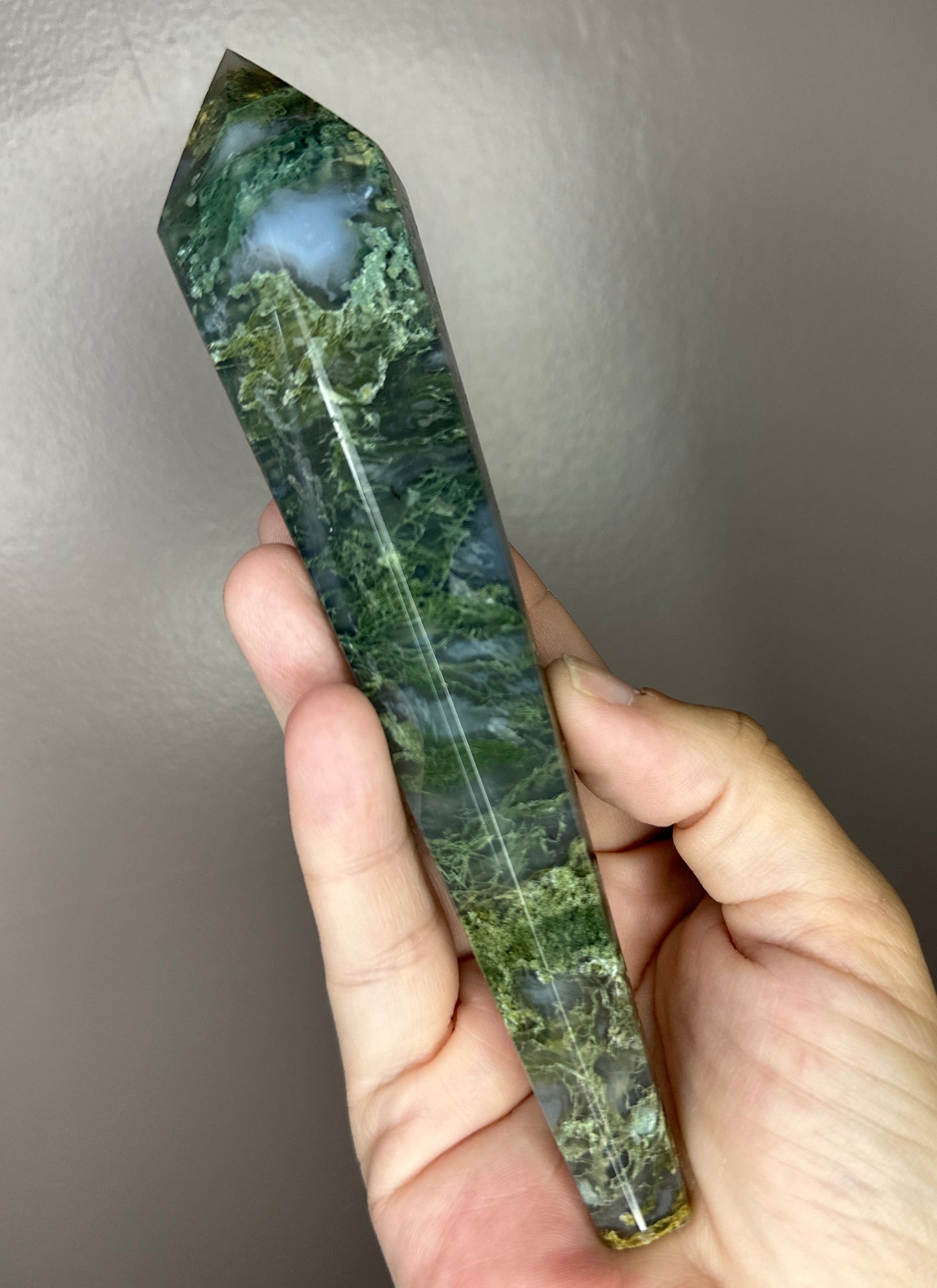 Moss Agate Crystal Wand ( C )