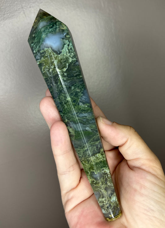 Moss Agate Crystal Wand ( C )