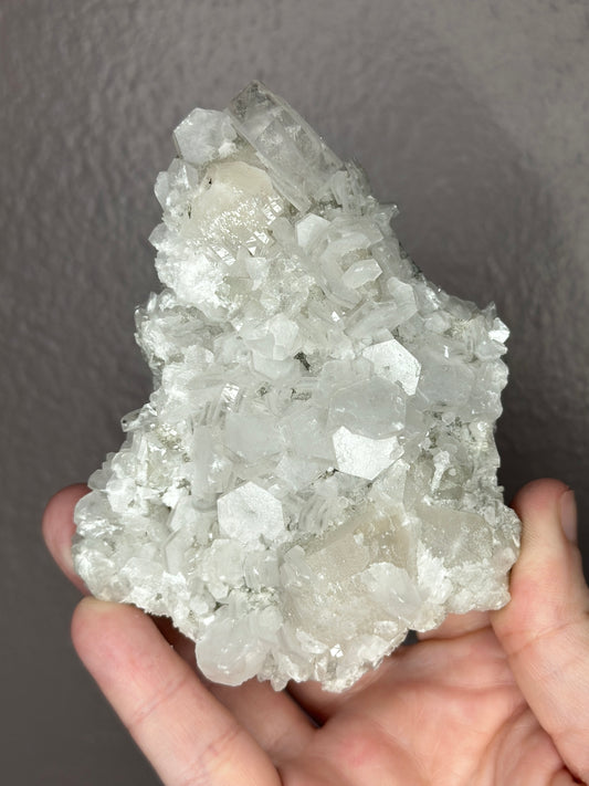 Hexagonal Sandwich Calcite on Quartz and Sphalerite Matrix Pink Uv reactive Crystal
