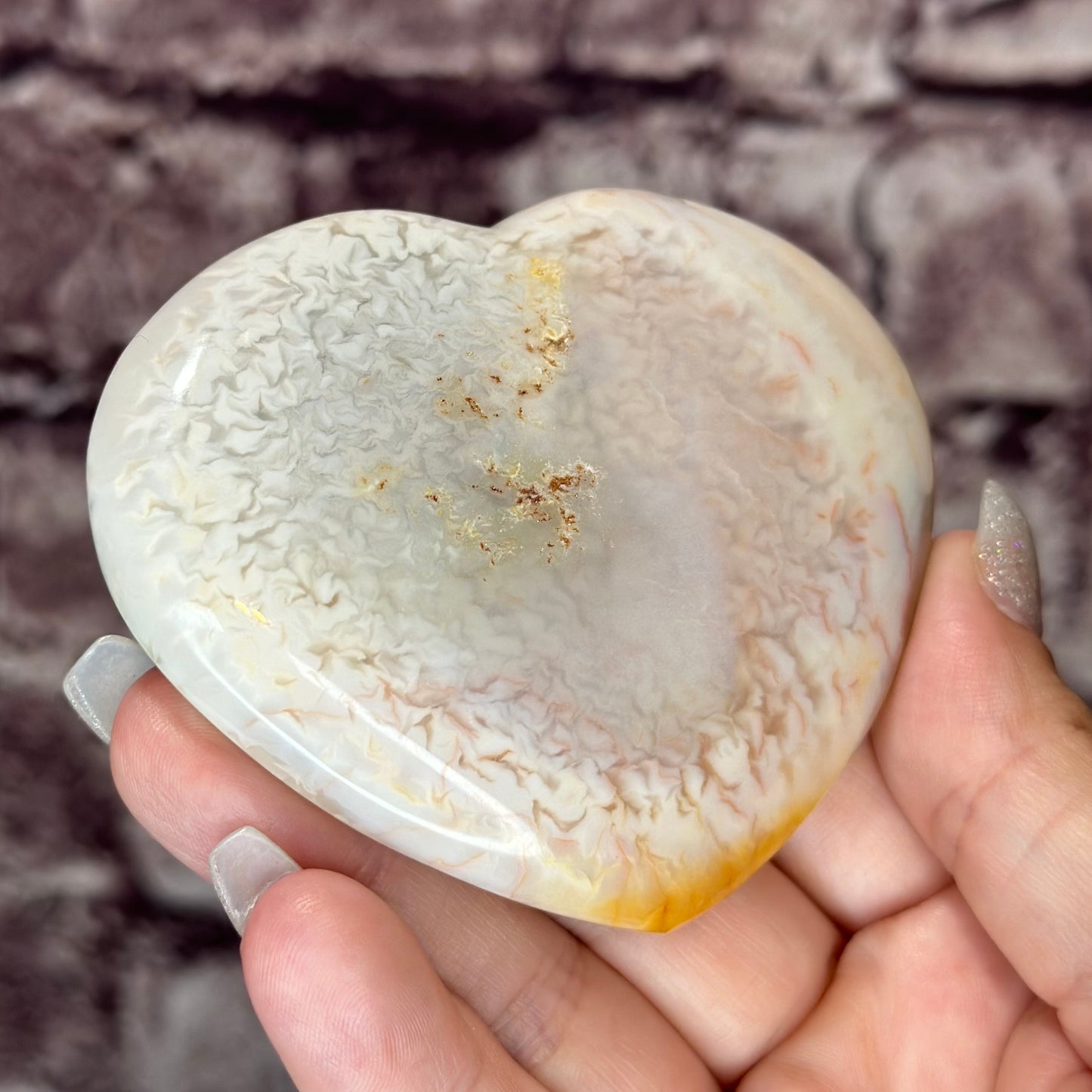 Flower Agate Crystal Heart Carving 24