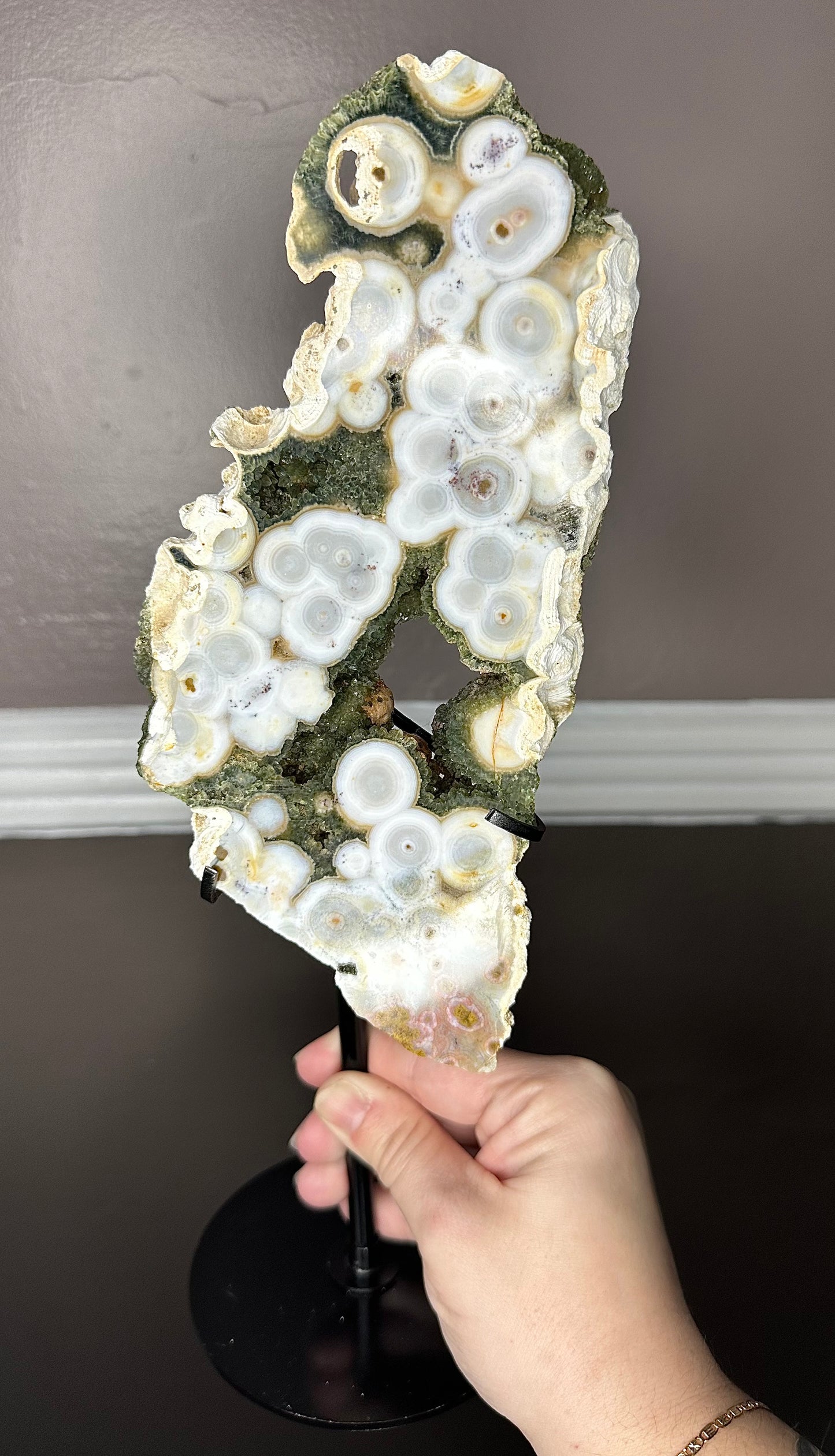 XL 8th VEIN JASPER SLAB ON A CUSTOM DISPLAY STAND ( RARE FIND )