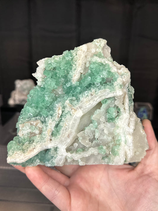 Double Sided Cubic Fluorite with Sugar Druzy Freeform Uv Reactive