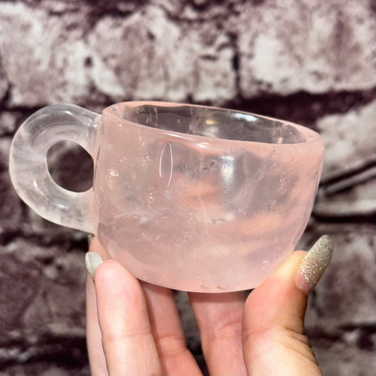 High Quality Star Flash Rose Quartz TeaCup