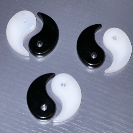 White Jade and black obsidian Ying and Yang Set