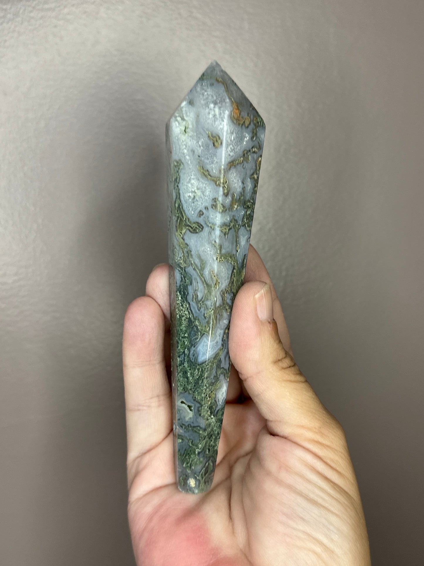 Moss Agate Crystal Wand ( B )