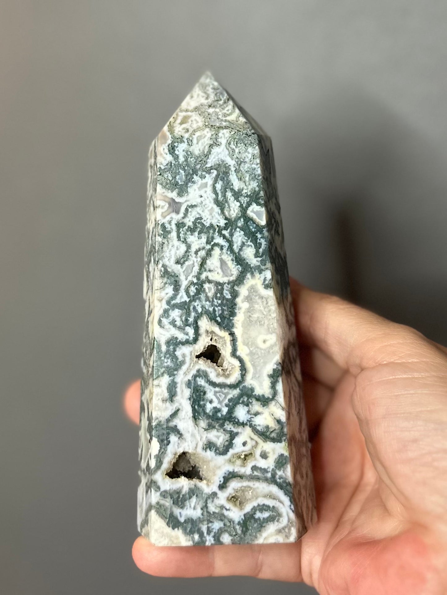 Druzy Moss Agate Tower 65