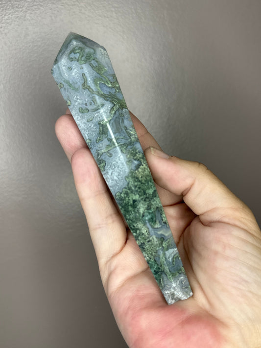 Moss Agate Crystal Wand ( B )