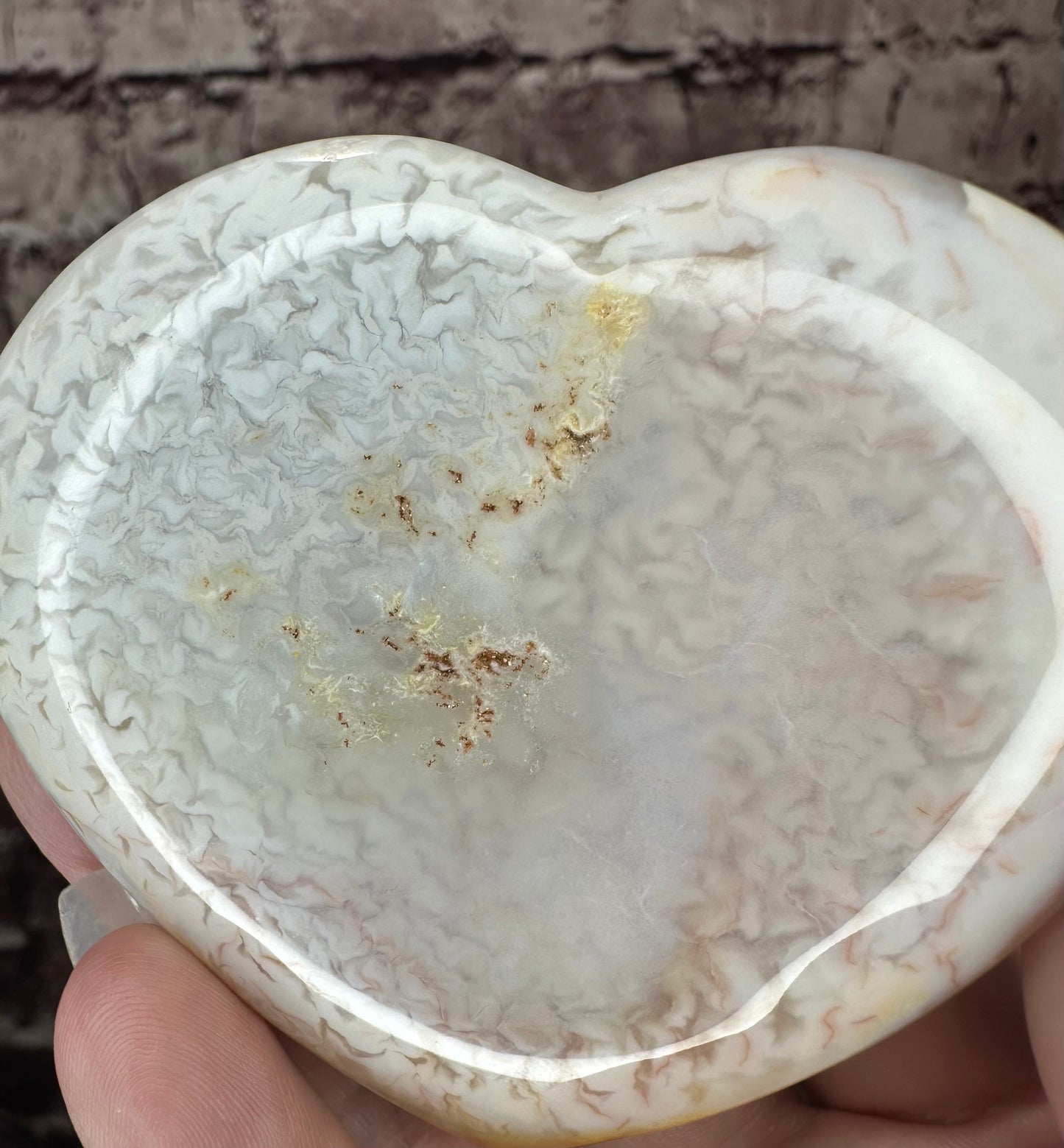 Flower Agate Crystal Heart Carving 24