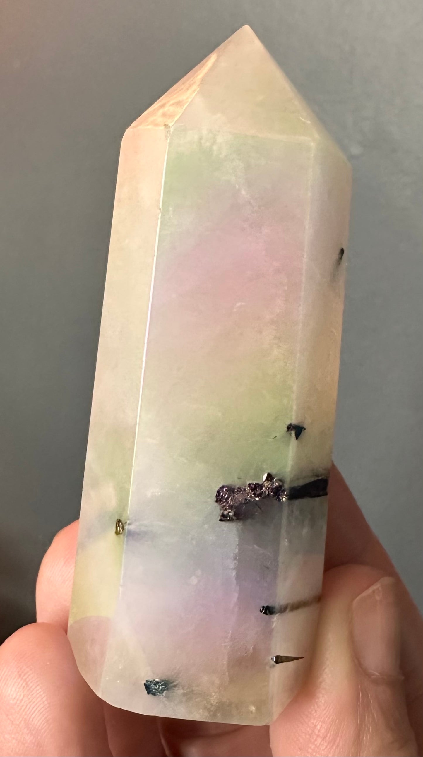 Aura Tourmaline In Quartz Tower