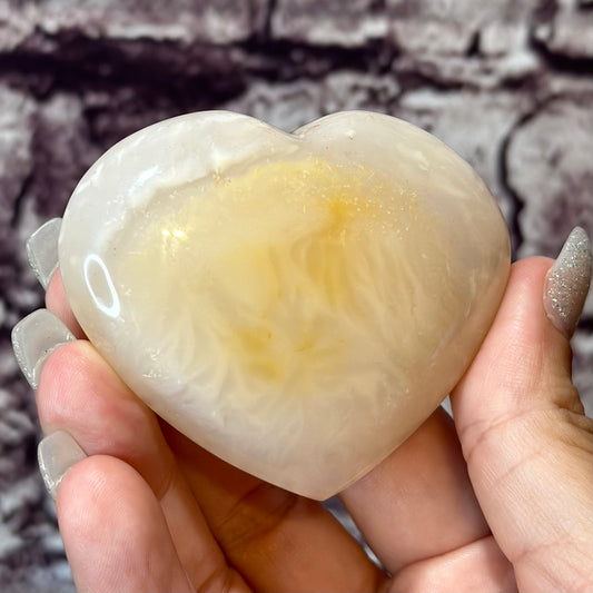 Flower Agate Crystal Heart Carving 16