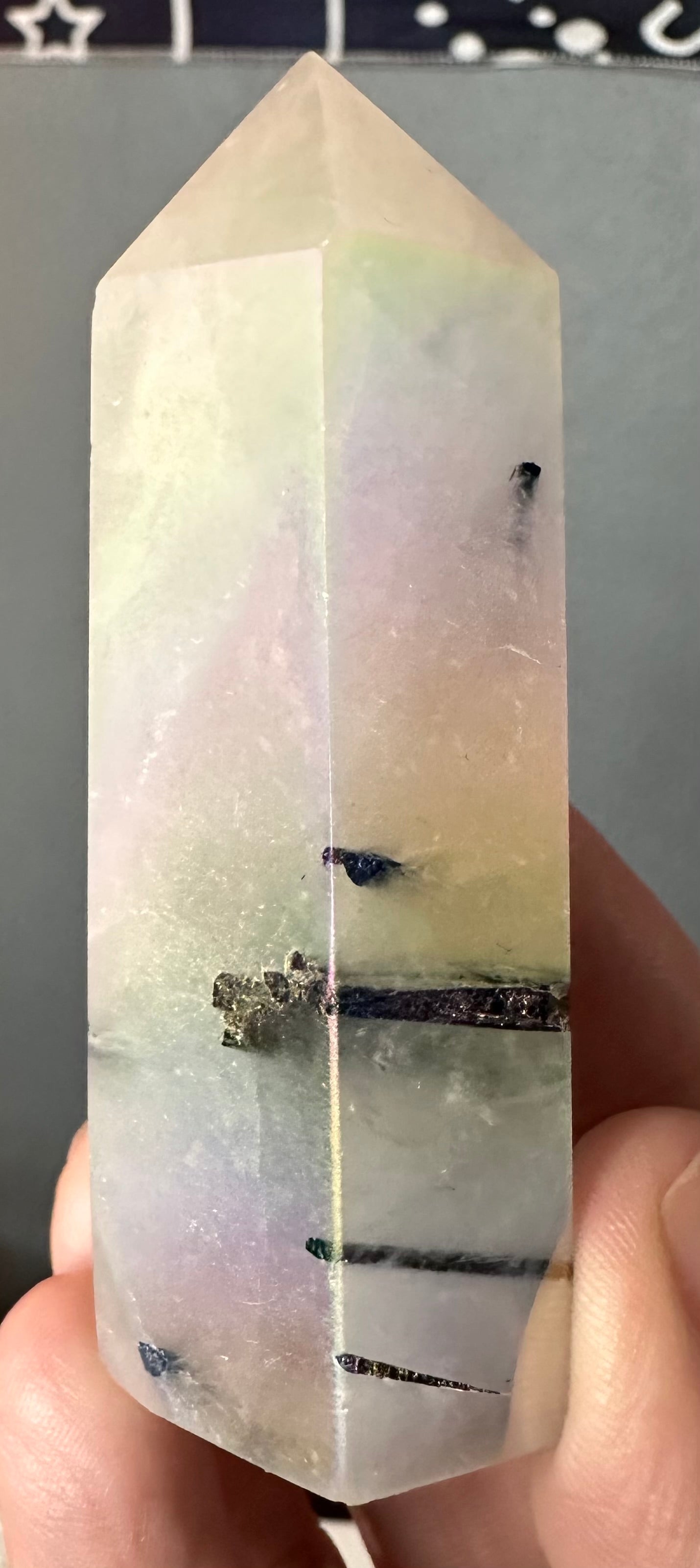 Aura Tourmaline In Quartz Tower