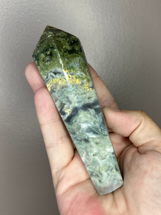 Moss Agate Crystal Wand ( A )