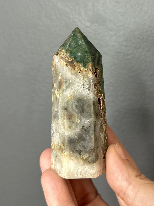 Ocean Jasper in Quartz Crystal Tower