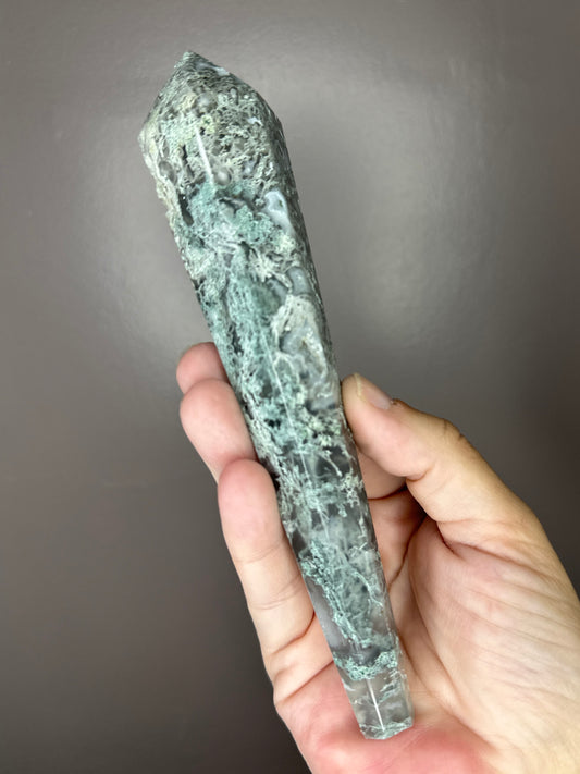 Moss Agate Crystal Wand ( D )