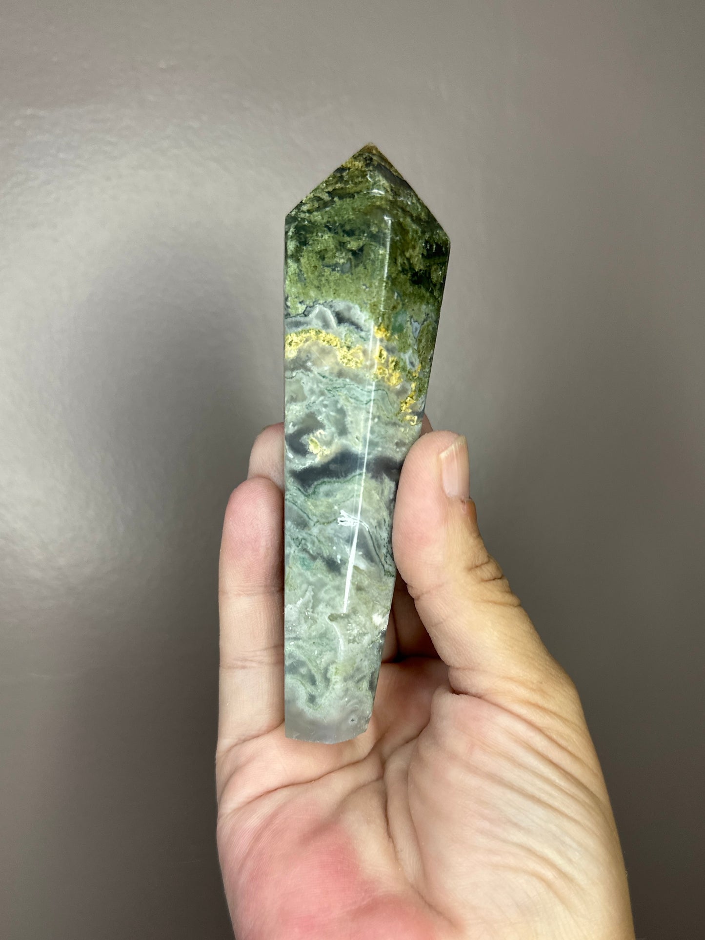 Moss Agate Crystal Wand ( A )
