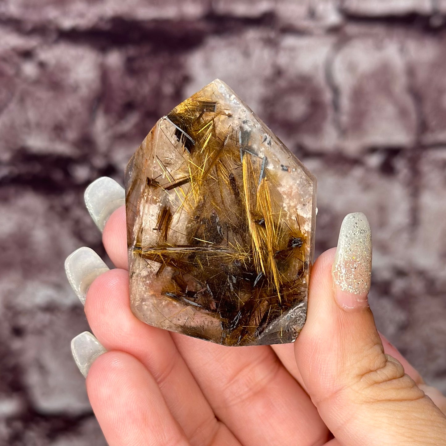 Golden Rutile on Garden Quartz 30