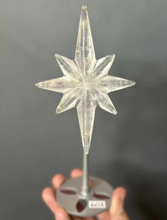 Clear Quartz Star Carving On Custom Stand